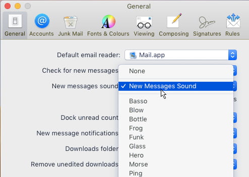 mute the sound for email on mac